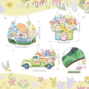 3 Pcs Spring Wreaths for Front Door Decorations Wooden Spring Door Sign Hanging Gnomes Flower Truck Welcome Sign for Front Porch Home Farmhouse Decorations(Spring Flower) 3 Pcs Spring Wreaths for Front Door Decorations Wooden Spring Door Sign Hanging Gnomes Flower Truck Welcome Sign for Front Porch Home Farmhouse DecorationsSpring Flower