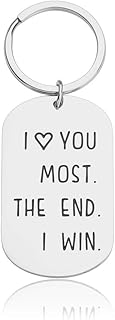 Love Keychain I Love You Gifts for Him Her Boyfriend Girlfriend Couples Husband Wife I Love You More Keychain for Valentines Anniversary Wedding Christmas Stocking Stuffers, Silver, Small