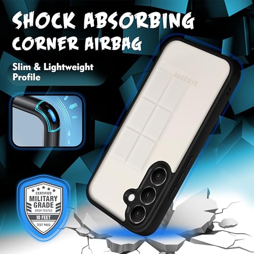 Image of V-TAN Back Cover for Samsung S24 Compatible Case, Transparent Clear, TPU, Camera Protective Shockproof Cover (Black)