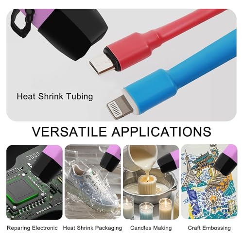 mofa Mini Variable Temp Heat Gun 350W 250℉~850℉(150℃- 450℃) Fast Heating,LCD Digital Display Hot Air Gun Tools with Reflector Nozzle&Tripod Overload Protection for Crafting,Embossing,Drying (Purple)