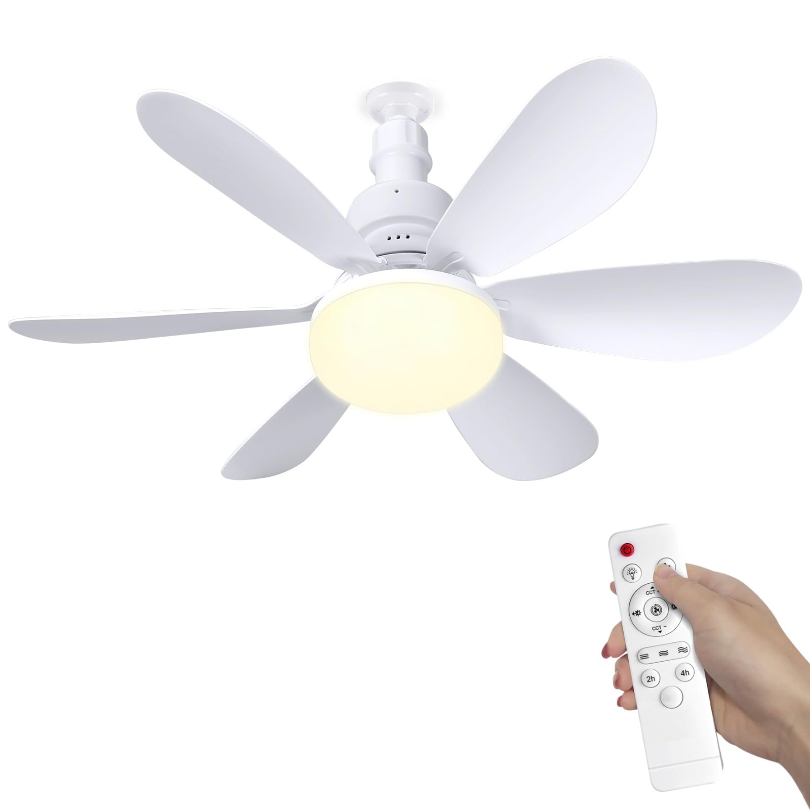 Ventilador de techo con mando a distancia y luz led, 3 velocidades, diseño moderno, para salón y dormitorio (A)