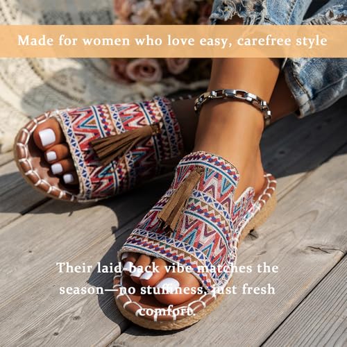 Lorraines Casual Orthopedic Sandals Boho, Women's Rainbow Colorful Flat Sandals, Boho Sandals for Women 2025, with Tassel Decoration4