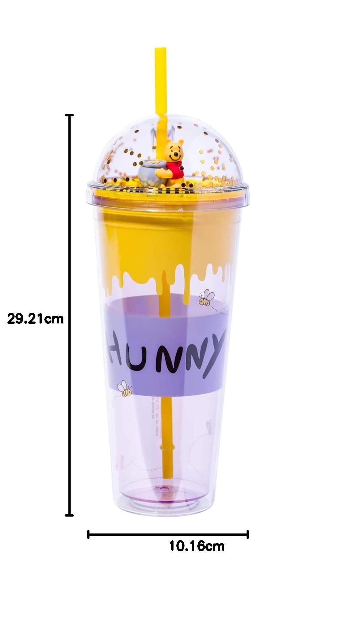 Silver Buffalo Winnie Puuh Reisebecher mit Bienen, 680 ml, Kuppeldeckel