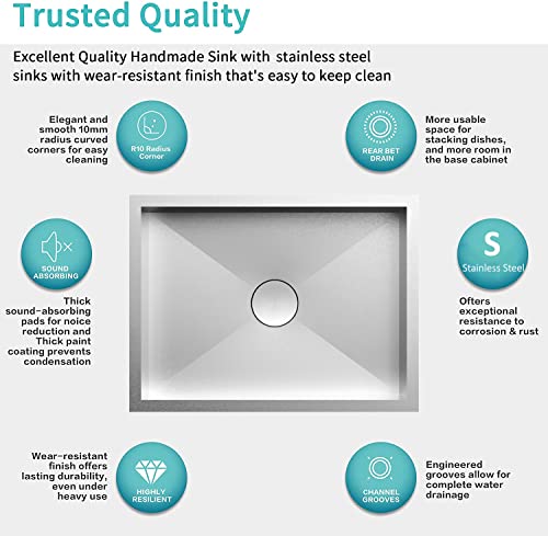 ALTON-HMS25005-Stainless-Steel-24-x-18-x-10-Handmade-Single-Bowl-Kitchen-Sink-Brushed-Nickel-Matt-finish-Steel-color ALTON HMS25005, Stainless Steel, 24 x 18 x 10 Handmade Single Bowl Kitchen Sink, Brushed Nickel & Matt finish - Steel color