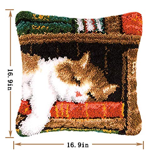 Image of clubevy Latch Hook Kits DIY Crocheting Embroidery Throw Pillow Needlework Cross Stitch Kits (Cat3)