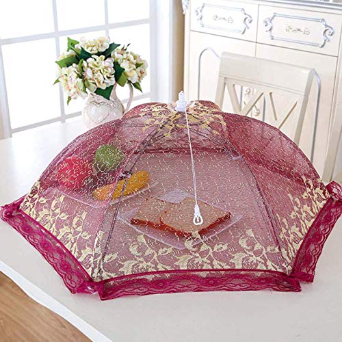 zhengao Gold foldable dish cover food cover fly cover Perfect for Home Outdoor Picnic for Home Decoration(Red)