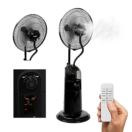 ANUBI Ventilatore Digitale a Piantana con Nebulizzatore ad Acqua Ionizzatore 3 Velocità con Telecomando e Timer