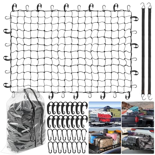 Filet à bagages extensible 180x120 cm avec 32 crochets pour coffre et camion