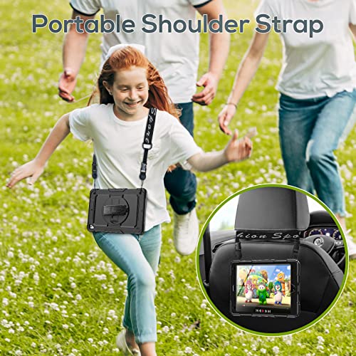 Ipad 6Th/5Th Generation Case, Seymac Full Body Protection Case With Built-In Screen Protector Pencil Holder [360 Rotating Hand Strap]Stand Shoulder Strap For Ipad 9.7 Inch 2017/2018 /Ipad Air 2(Black) #TOP4