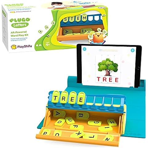 PlayShifu Educational Word Game - Plugo Letters (Kit + App with 9 Learning Games) STEM Toy Gifts for Kids Age 4 5 6 7 8 | Phonics, Spellings & Grammar | 48 Alphabet Tiles (Works with tabs / mobiles) Cover