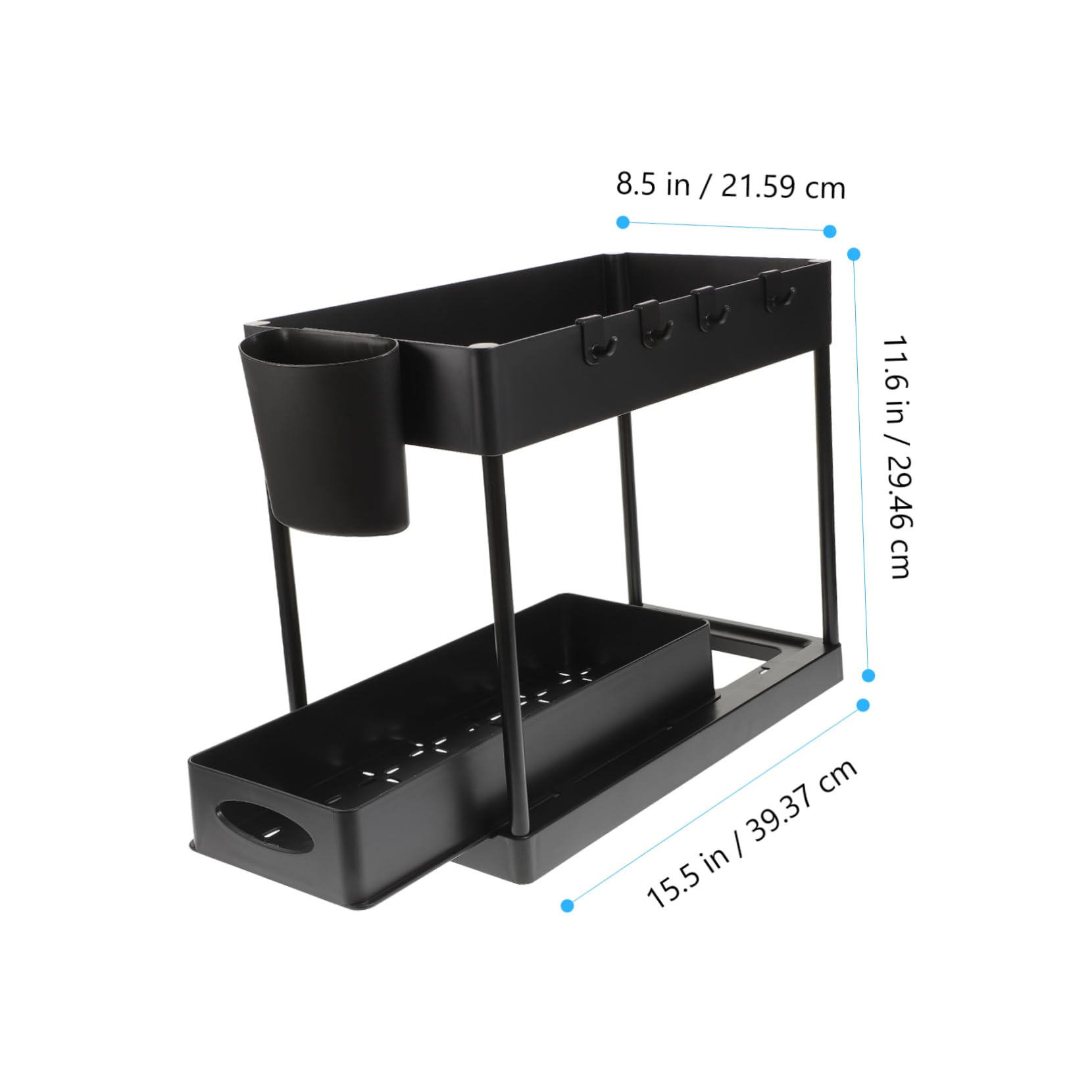 Ciieeo Panier de Rangement Coulissant sous Évier 2 Niveaux Noir Abs