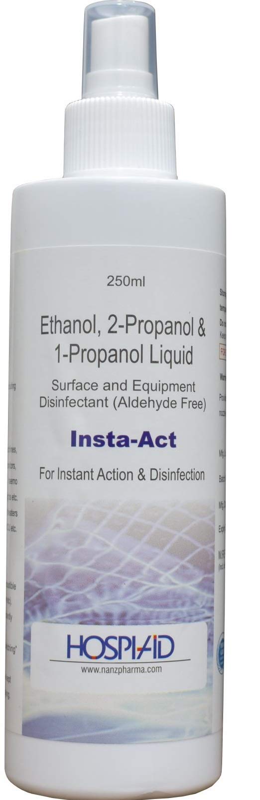 Hospiaid Insta-Act Surface | Equipment | Multi Purpose Disinfectant | No Gas (Aldehyde Free) | 250 ml (Pack of 25)