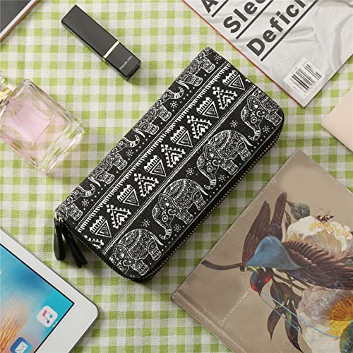 LATHPIN-RFID-Blocking-Bohemian-Purse-Wallet-Canvas-Elephant-Pattern-Handbag-with-Coin-Pocket-and-Strap