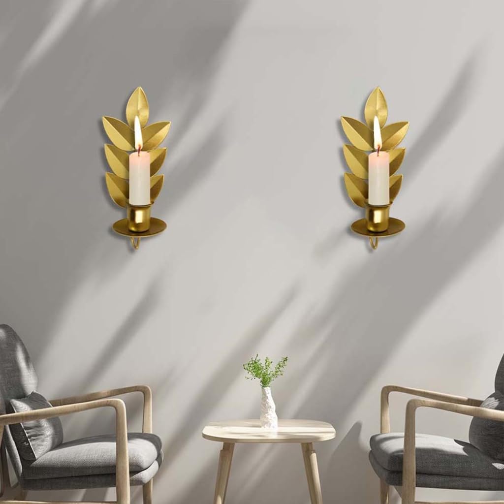 Stylish Metal Wall Sconce with Wheat Shape Designs Hanging Candle Holder Stand