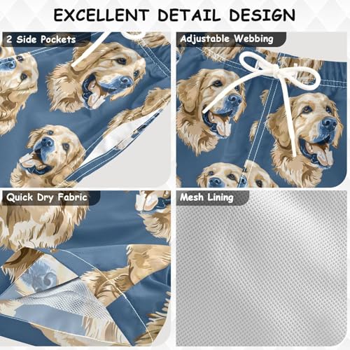 Golden Retriever Dog Boys Swim Trunks Toddler Shorts Swimwear Boardshorts3
