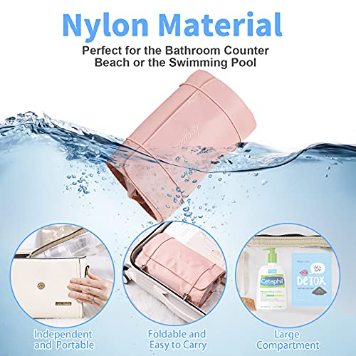 Hanging Roll-Up Makeup Bag Travel Toiletry Bag Cosmetics Organizer, 4 Removable Storage Bags Organize Makeup Cosmetics Personal Care Bathroom Brush Holder (Green)