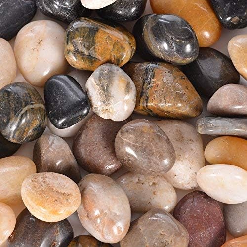 Aquarium Gravel River Rock - Natural Polished Decorative Gravel, Small Decorative Pebbles, Mixed Color Stones,for Aquariums, Landscaping, Vase Fillers 2 Pounds (32-Oz)…