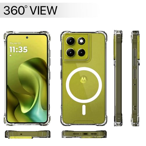 Image of Amazon Basics Back Cover for Motorola Moto G86 Power 5G Mag-Safe Shockproof PC + TPU Protective Case Magnetic Support Bumper Case (Transparent Mag-Safe)