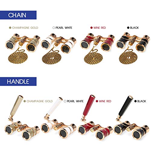 Ajcoflt 3x25 Ópera Óculos Lente Retro Corpo de Metal Mini Binóculos de Teatro com Corrente/Alça para