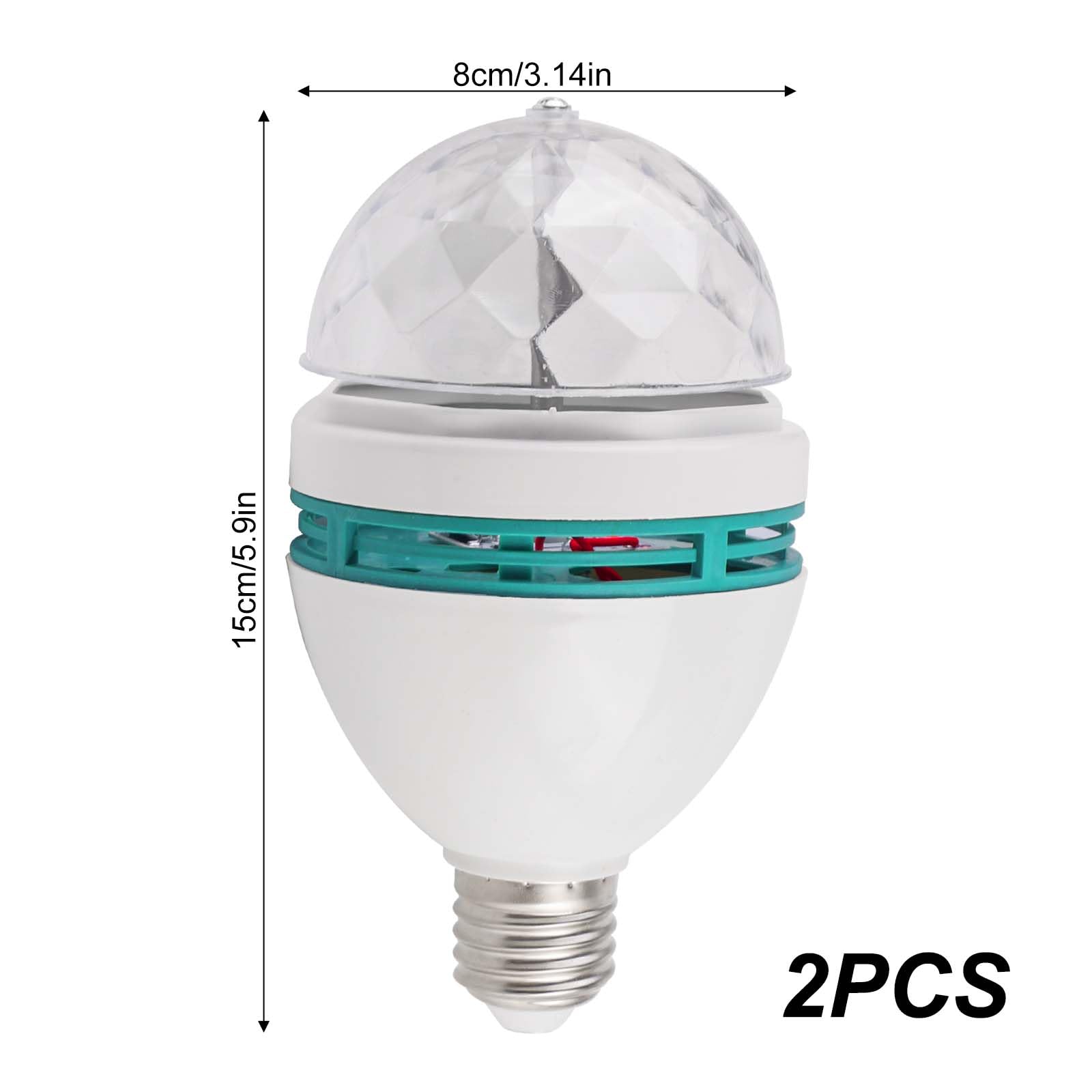 GBKDQQ 2 luces LED para fiestas, E27, 3 W, RGB, LED, bola de discoteca, rotatoria 360°, bombilla LED discoteca, decoración para bodas, cumpleaños, Halloween, Navidad