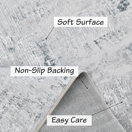 Guchuang Bedding Washable Rugs Living Room Area Rugs Grey Modern Abstract Rugs Large Non Slip Carpet Short Pile Rugs for Bedroom Dining Room Kitchen Soft Faux Wool Rugs 160x230cm - Image 6