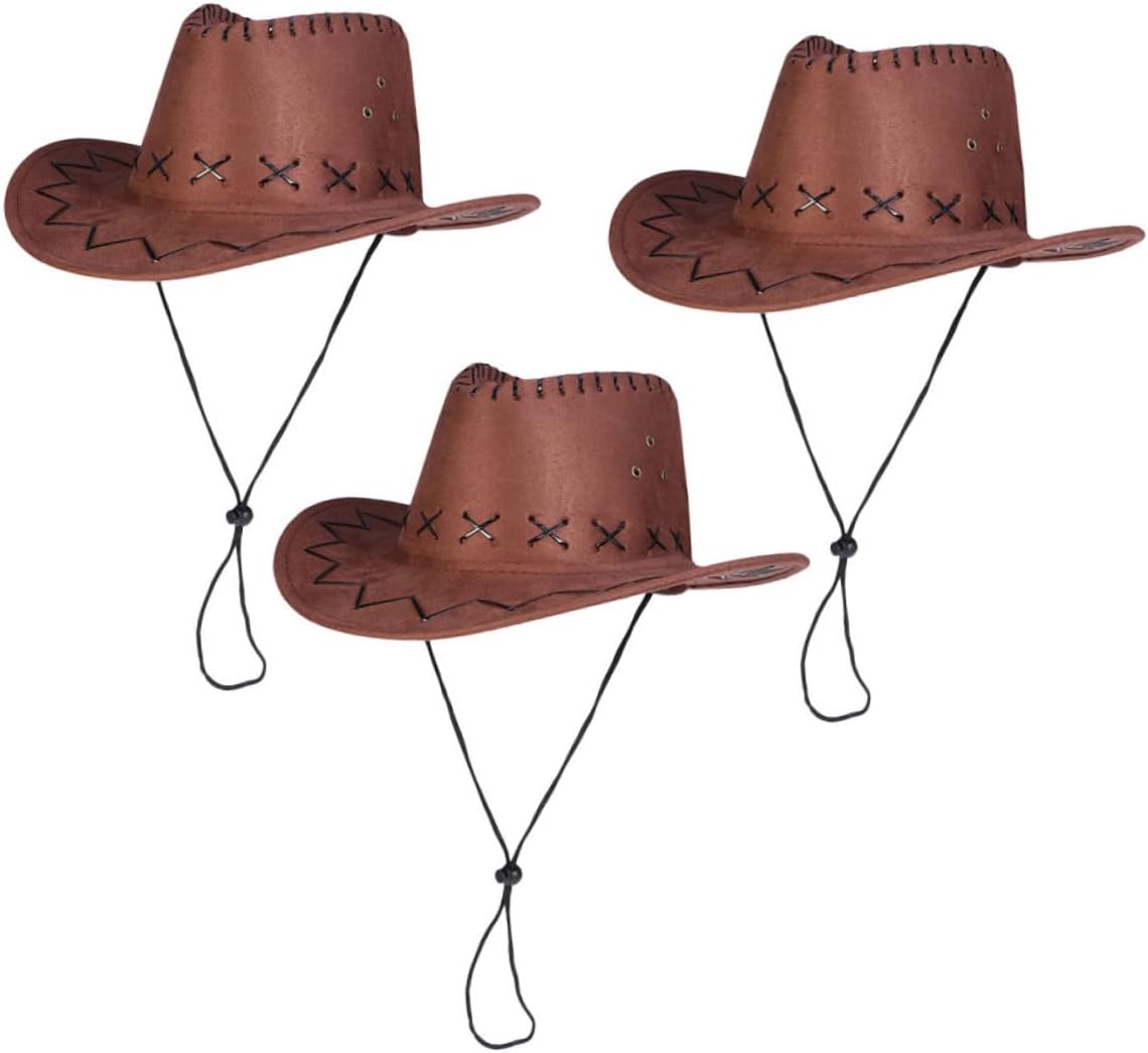 3Pcs Cowboy Hat for Adjustable Western Style Party Hat for Festivals Cosplay and Costume Events Fun Novelty Hats for Boys