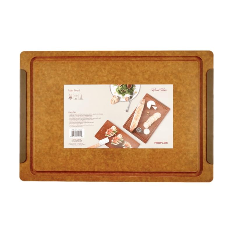 Neoflam Reversible Wood Fiber Charcuterie, Serving Tray, Cutting Board, High Density Non-Porous Wooden Chopping Board, Knife Friendly, Dishwasher Safe (15.5" X 10.6")