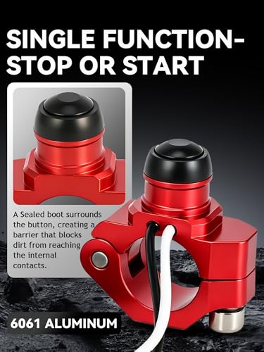 Image of JFG RACING Dirt Bike Engine Stop Start Kill Switch Button CNC with Clampable Mounting Backplate Universal for XR CRF 50 70 100 110 150 250 Dirt Pit Bike MX Motocross Supermoto Racing ATV Quad - Red