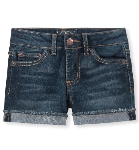 Image of Lucky Brand Girls' Cuffed Jean Shorts, Stretch Denim with 5 Pockets, Mid to High Rise Waist