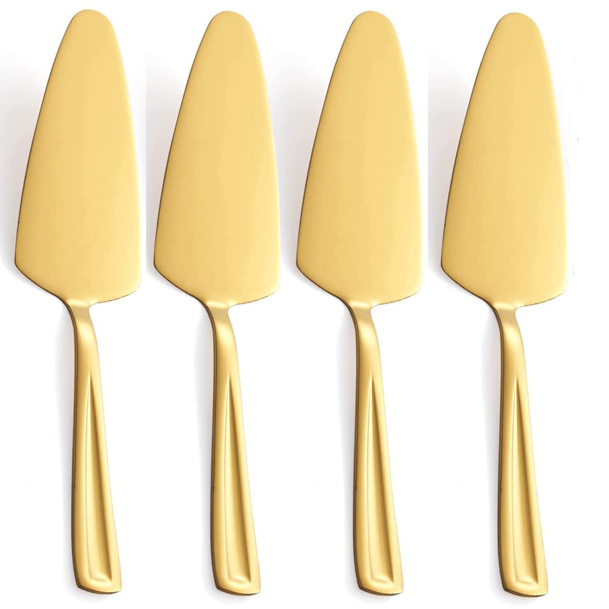 Dproptel Cake Pie Pastry Server Pizza Spatula Stainless Steel with Fine Serrated Edge for Wedding Anniversary Party, Set of 4 (Golden)