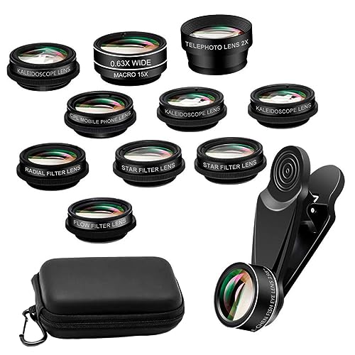HEMOTON 1 Set 10 Mobile Phone Lens Set Fisheye Lens Phone Macro Lens Phone Photo Lens Universal Mobile Phone Lens Phone Lens Kit Zoom Wide Angle Aviation Aluminum Alloy Camera