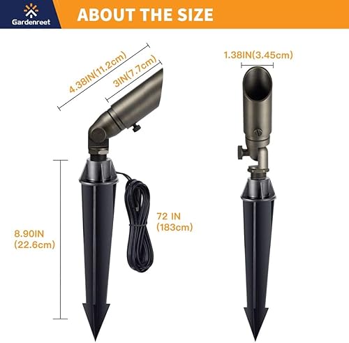 Miniatura 7 de Luces LED de latón para paisaje, impermeables, para exteriores, 12 V, focos de bajo voltaje para paredes, árboles, banderas con estaca de suelo