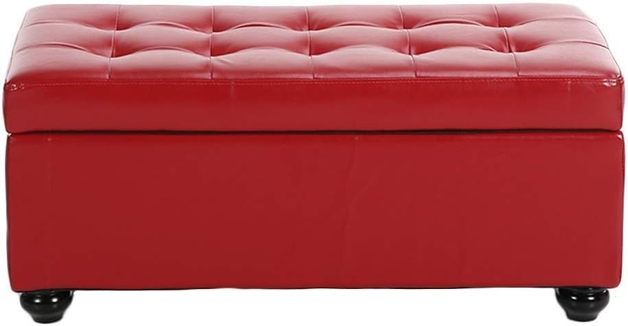 Footstool European Style Retro PU Bed End Stool Storage Sofa Stool, 5 Colors FENMING (Color : C, Size : 88x45x37cm)