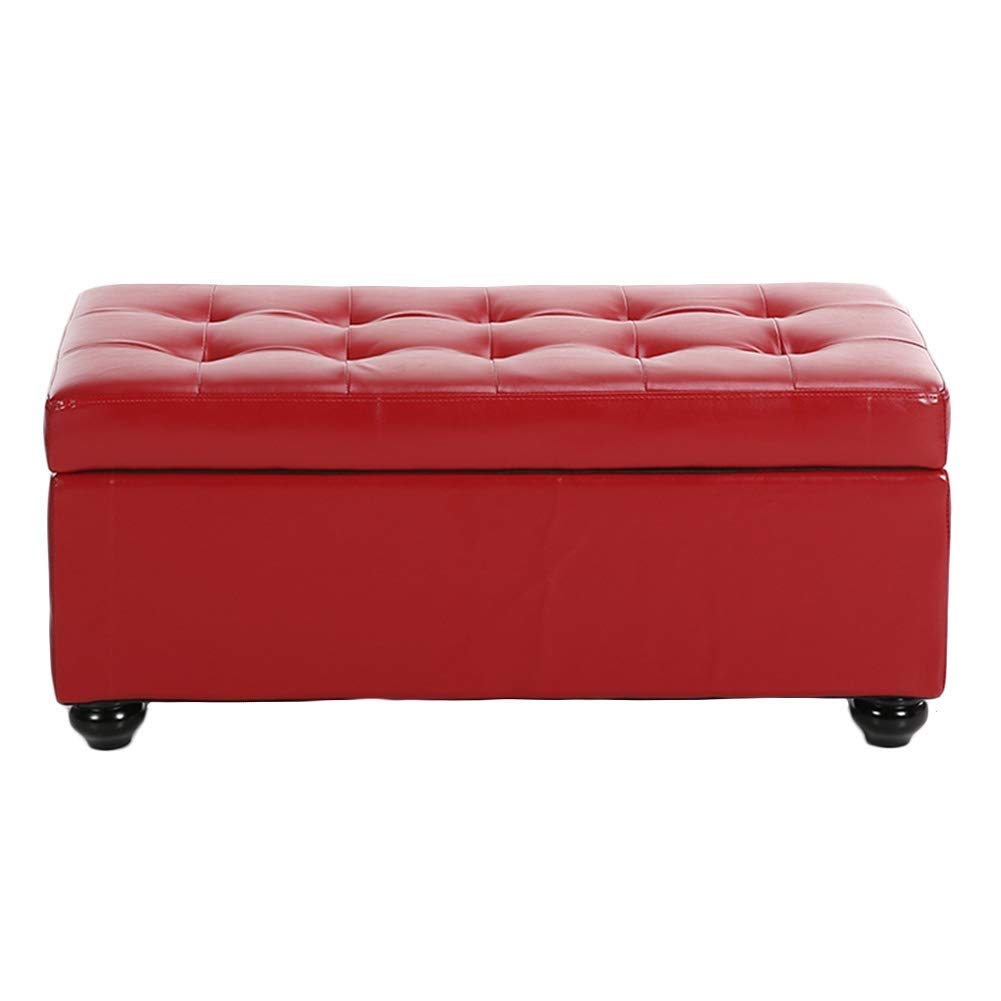 Footstool European Style Retro PU Bed End Stool Storage Sofa Stool, 5 Colors FENMING (Color : C, Size : 88x45x37cm)