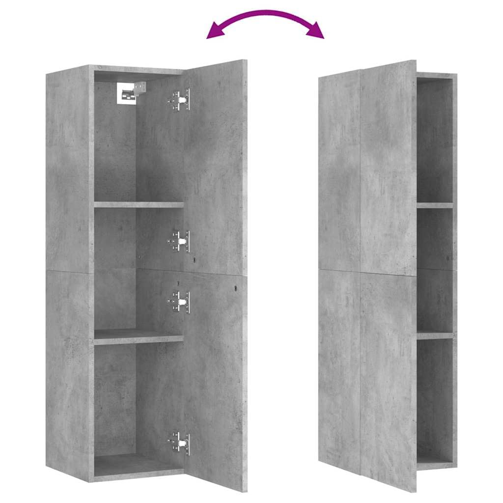 TV-Schrank Betongrau, 30,5x30x110 cm, Holzwerkstoff, Hängend, Modernes Media-Center für Wohnzimmer und Schlafzimmer, Robuste TV-Konsole