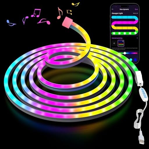 Kimimara Luces LED Neon 3m - Tira de LED Neón RGB Flexible, Silicona DIY con Control por App, Neón Strip Luz Decorativa para Dormitorio, Bar, Sala de Juegos, Navidad y Fiestas (3 Metros) | Ya disponible en tu tienda friki favorita! En mundofriki.es! Kimimara Luces LED Neon 3m - Tira de LED Neón RGB Flexible, Silicona DIY con Control por App, Neón Strip Luz Decorativa para Dormitorio, Bar, Sala de Juegos, Navidad y Fiestas (3 Metros) | Ya disponible en tu tienda friki favorita! En mundofriki.es!