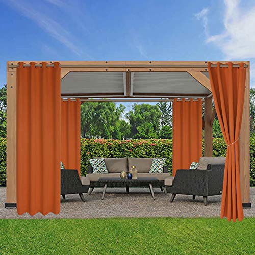 Lordtex Waterproof Indoor/Outdoor Curtains For Patio - Thermal Insulated, Sun Blocking Blackout Curtains For Bedroom, Porch, Living Room, Pergola, Cabana, 52 X 84 Inch, Mecca Orange, Set Of 2 Panels #TOP12