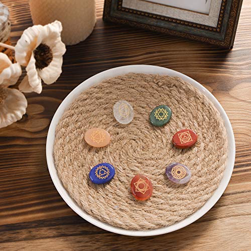 Piedras curativas naturales para chakras Hivexagon, juego de 7 piedras de preocupación con símbolos, cristales curativos de energía y reiki para meditación, concentración, crecimiento espiritual - Imagen 7