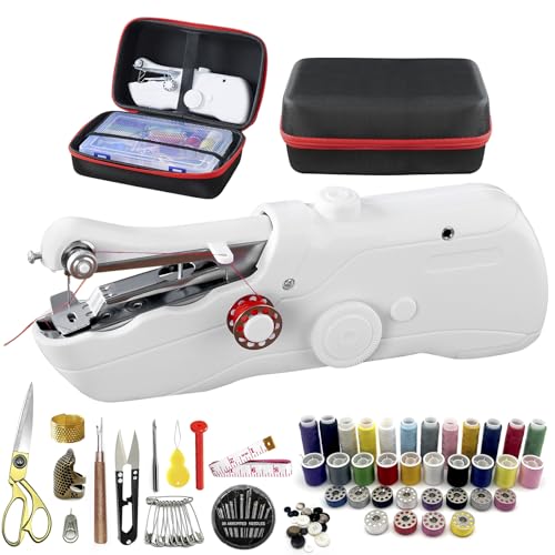 Handheld Sewing Machine with Black Storage Case and 109-Piece Sewing...