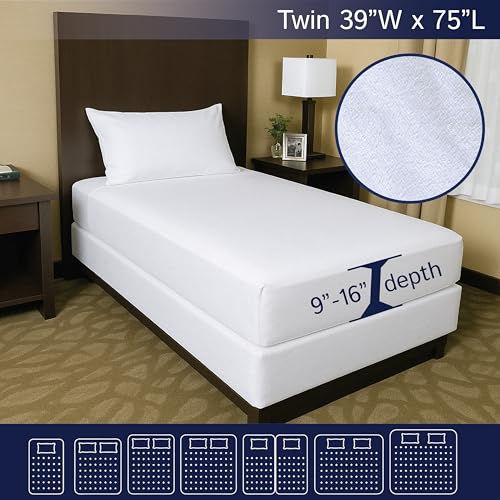 Zippered Waterproof Mattress Encasements - Hypoallergenic Mattress Protector Cover with Soft Cotton Terry Fabric Top - Twin Size 39' x 75'