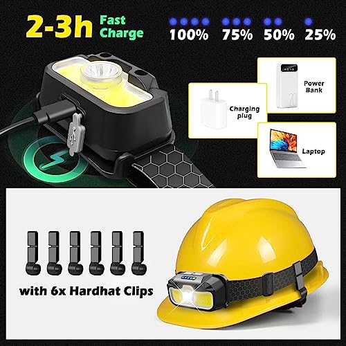 Foto von Hyted Stirnlampe LED Wiederaufladbar,USB C Speicherfunktion Sensor Stirnlampen 2 Stück,Superhelle 2000 Lumens 14 Modi,IPX5 Wasserdicht Kopflampe Perfekt Fürs Laufen,Joggen,Angeln