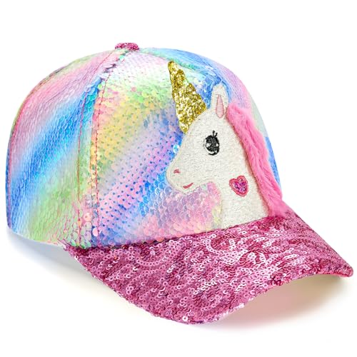 Kids Baseball Hat Baby Girls Unicorn Baseball Cap Girls Snapback Cap Pink Ball Cap for Girls Adjustable Trucker Cap for Kids