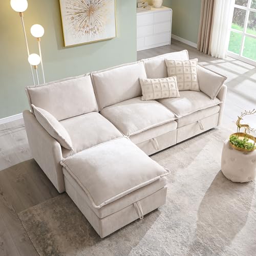 wow97e 88.98" Cloud Couch Sectional with Large Storage
