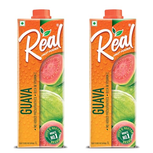 Image of DABUR Real Guava Fruit Juice -1L (Pack Of 2) | Rich In Vitamin C | No Added Preservatives, No Artificial Colors & Flavours |Daily Dose Of Fruit Nutrition | Tasty, Refreshing & Energising Drink