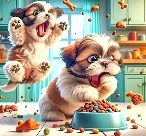DIY Animales de perro Diamond Painting Kits para Adultos,5D diamond painting Kit Completo,Cuadros de Diamantes Rhinestones Bordado Punto De Cruz Art Kits para Decoración Hogar Square Drill 60x60cm