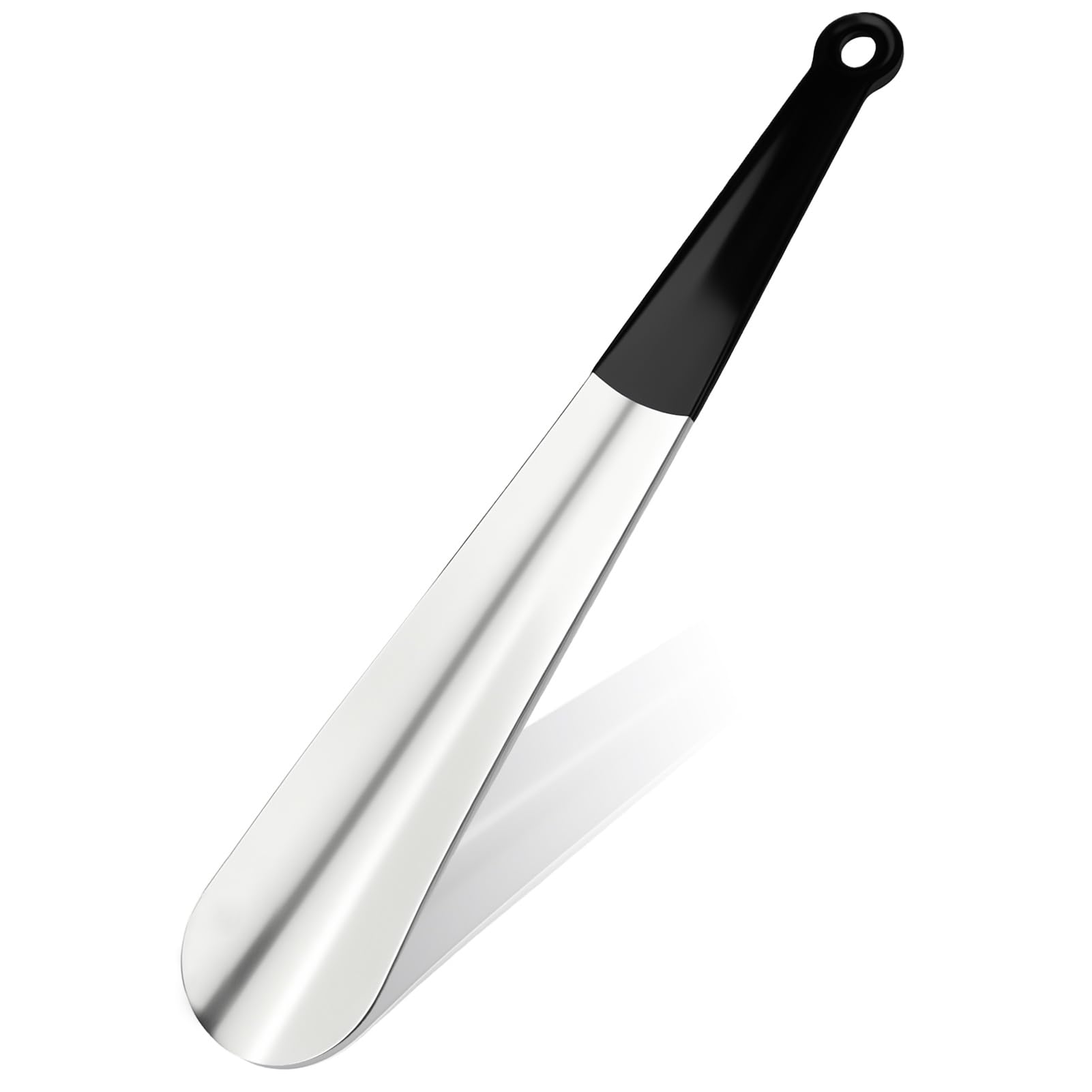 Calzador de Acero Inoxidable 30cm Metalico Largo para Zapatos con Orificios Colgar Ergonómico 1,8mm Espesor Plata