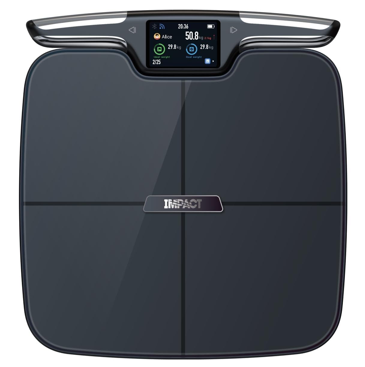 Bilancia Pesapersone Digitale Smart Professionale - Impedenziometrica, Scansione Corporea 56 Parametri con 8 Elettrodi, Precisione 0,05kg, App iOS/Android, Connessione Bluetooth e WiFi