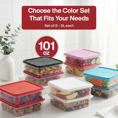 Image of Signoraware BPA Free Plastic Square Big Container (3 Ltr x 2 | Set of 2 | Pink)