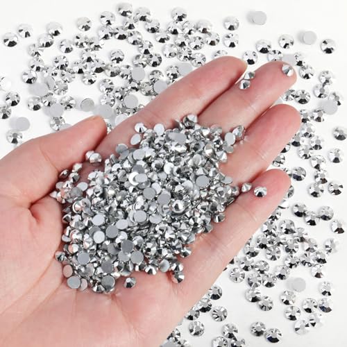 Image of Beadsland Flat Back Rhinestones Bulk, Silver Hematite, SS10, 14400pcs | Flatback Glass Gems for Nails Crafts Clothes DIY Decoration, Glue Fix, 2.7-2.9mm