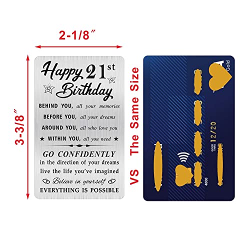 MOQIYXL Happy 21st Birthday Card for Men Women, Small Engraved Wallet Card for 21 Year Old Birthday Gifts3